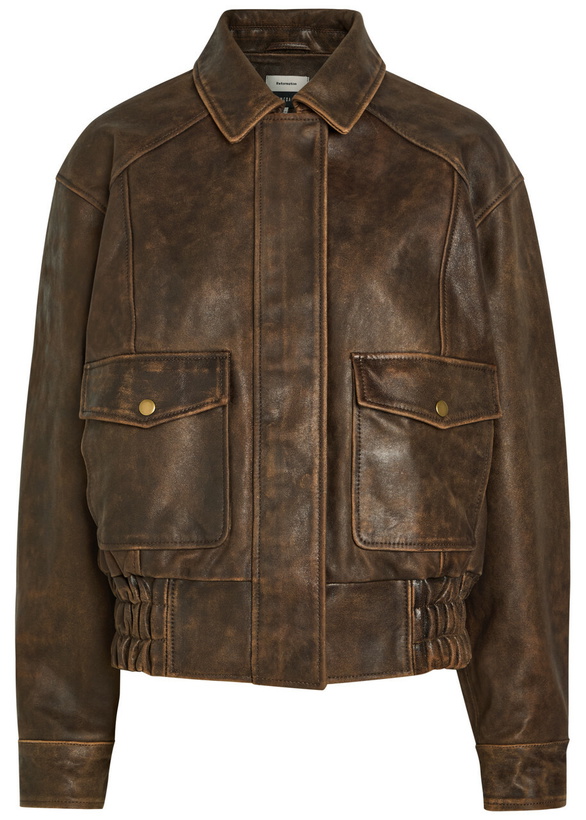 Photo: Reformation Daphne Panelled Leather Jacket Dark Brown