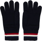 Moncler Navy Tricolor Wool Gloves
