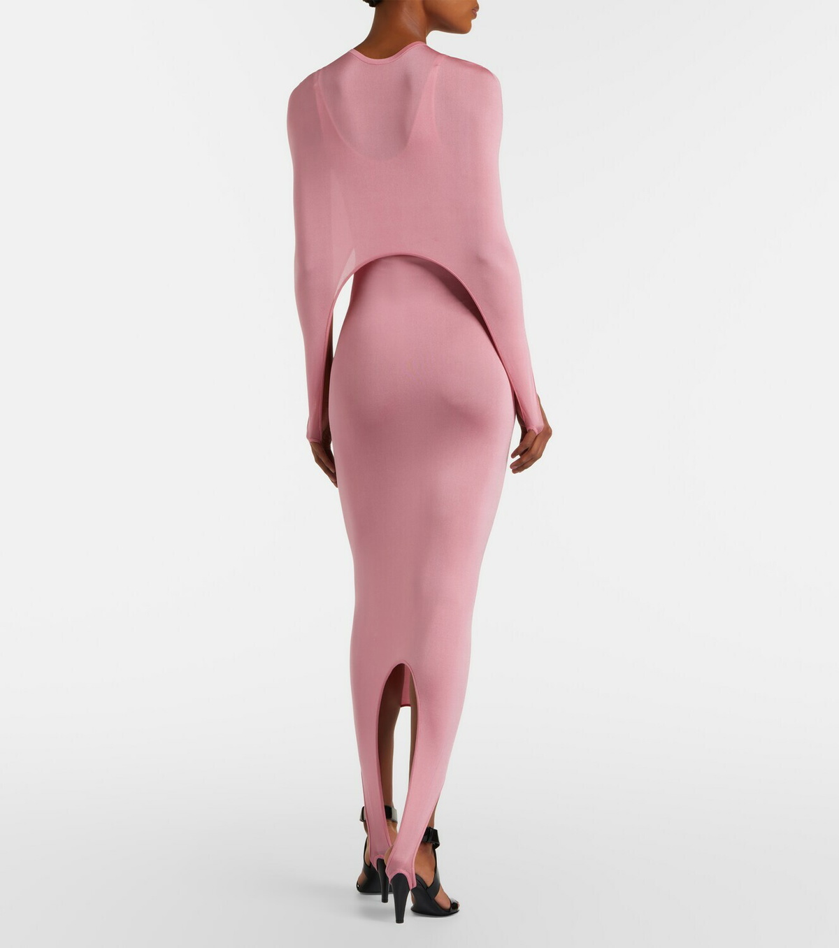Alaïa Asymmetric caped silk-blend midi dress