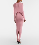 Alaïa Asymmetric caped silk-blend midi dress