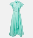 Leo Lin Elsie tie-neck linen and silk maxi dress