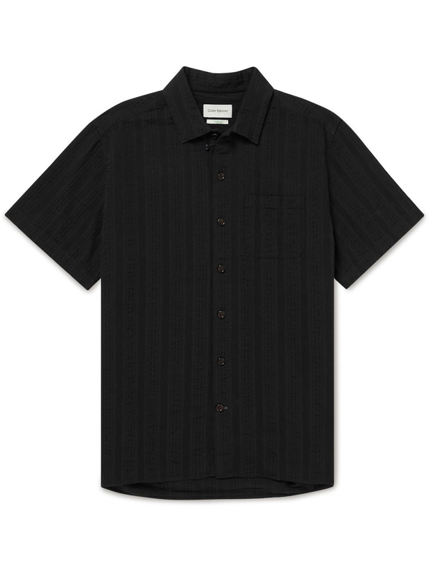 Photo: Oliver Spencer - Striped Cotton-Seersucker Shirt - Black