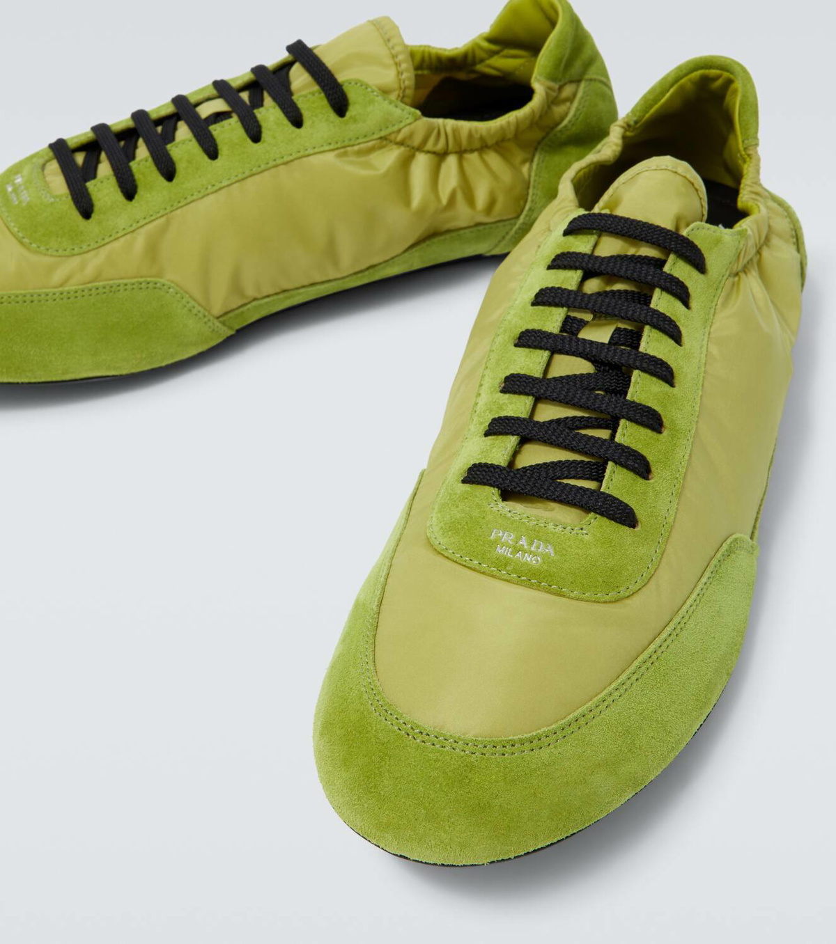 Prada Elastic Collapse Re-Nylon and suede sneakers