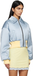 GCDS Blue Cropped Bomber Jacket