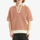 AMIRI Men's Checkered Oversized Woven Polo in Burnt Orange