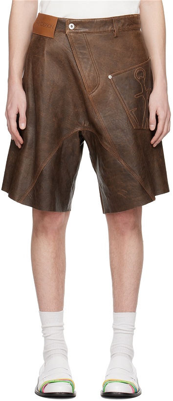 Photo: JW Anderson Brown Twisted Leather Shorts