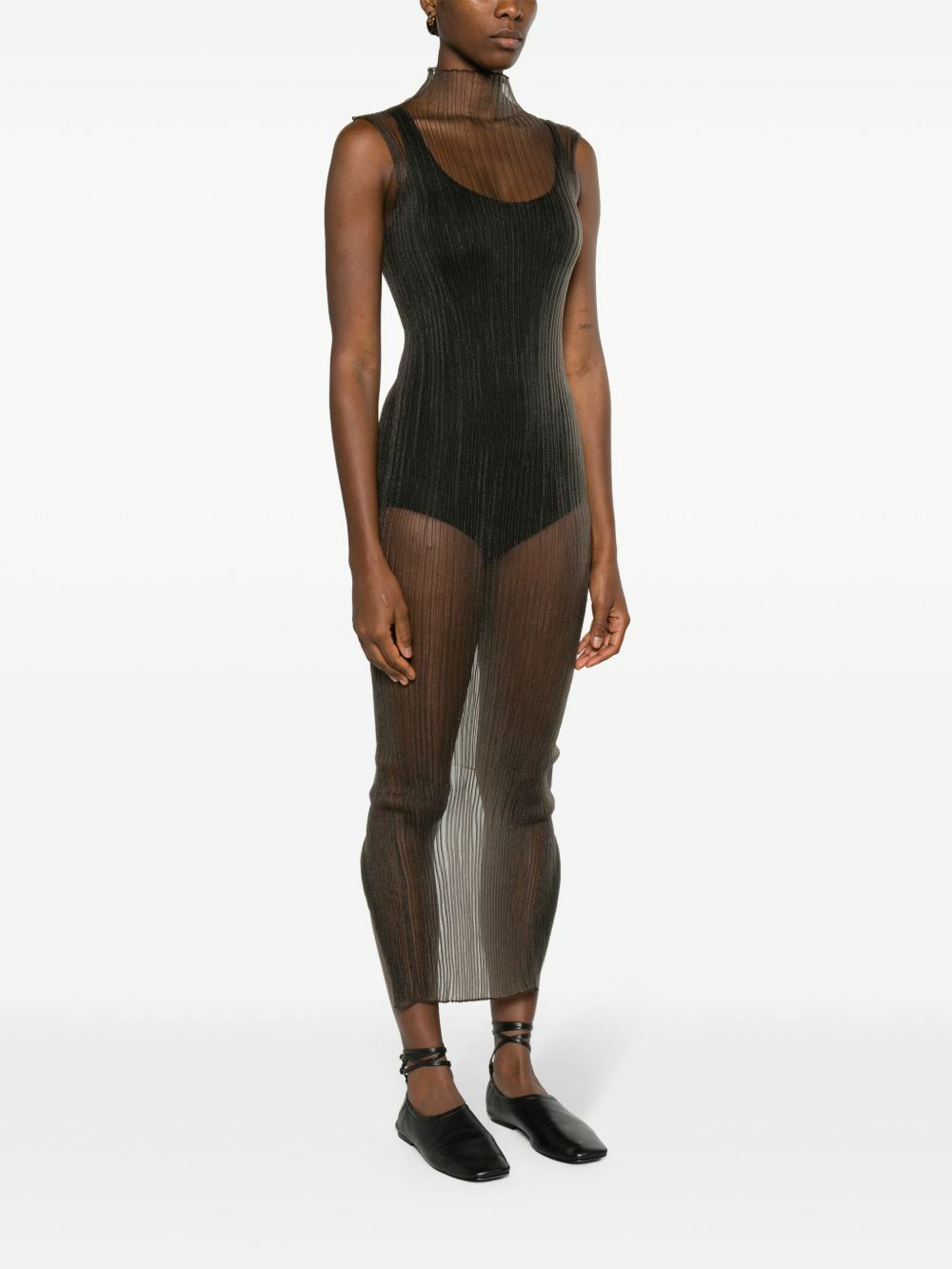 AISLING CAMPS Grey Modern Mist Sheer Midi Dress