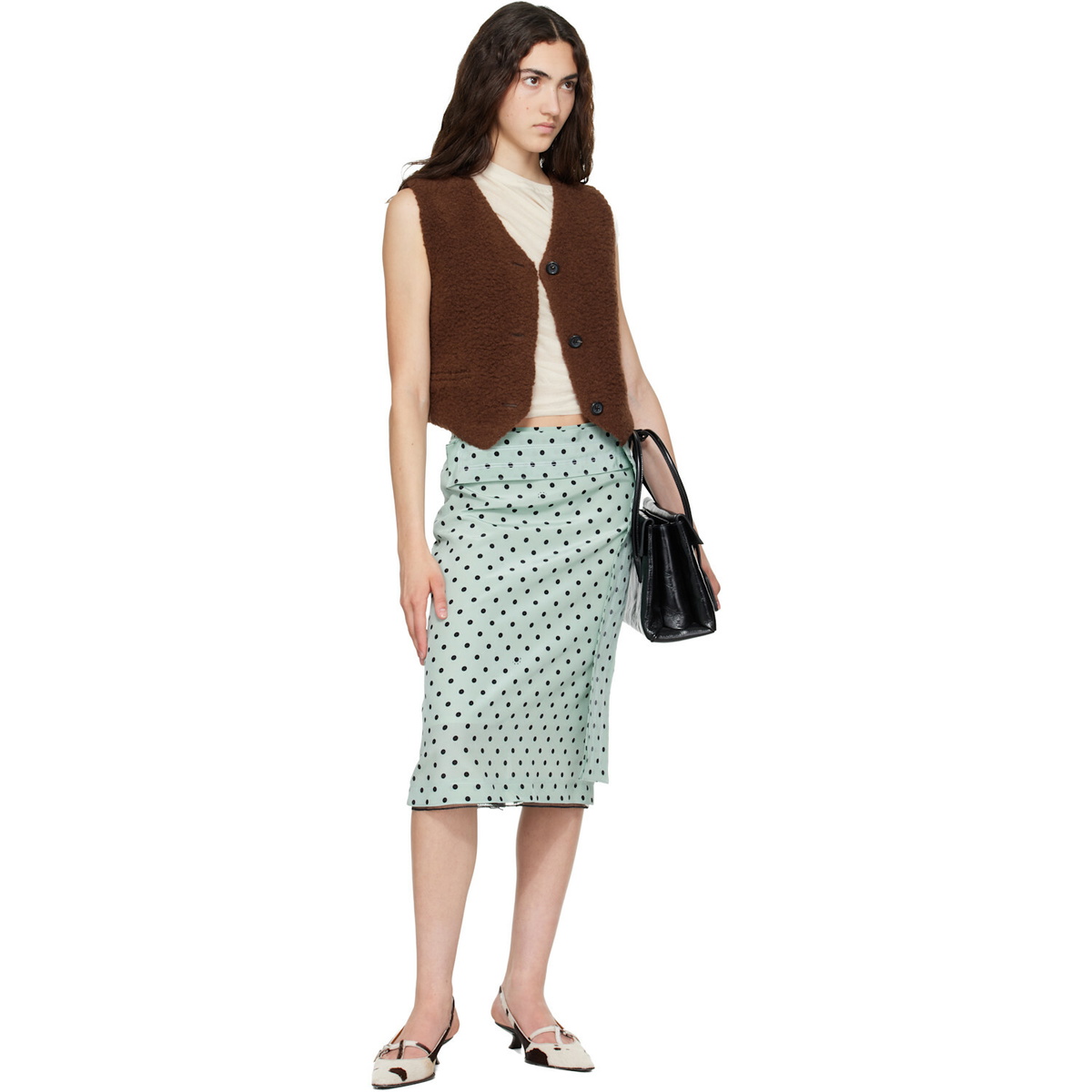 Marni Brown Curly Wool Vest