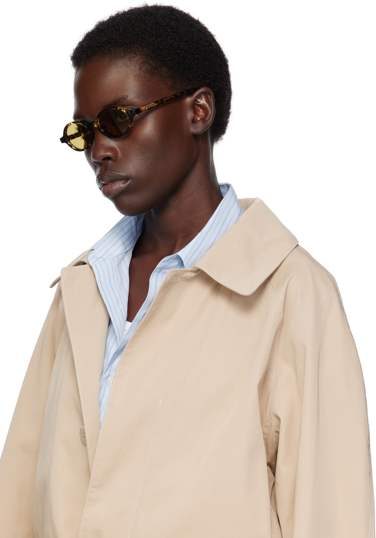 Bottega Veneta Cream Oval Sunglasses BOTTEGA VENETA EYEWEAR Sardine oval-frame gold-tone  main image 2