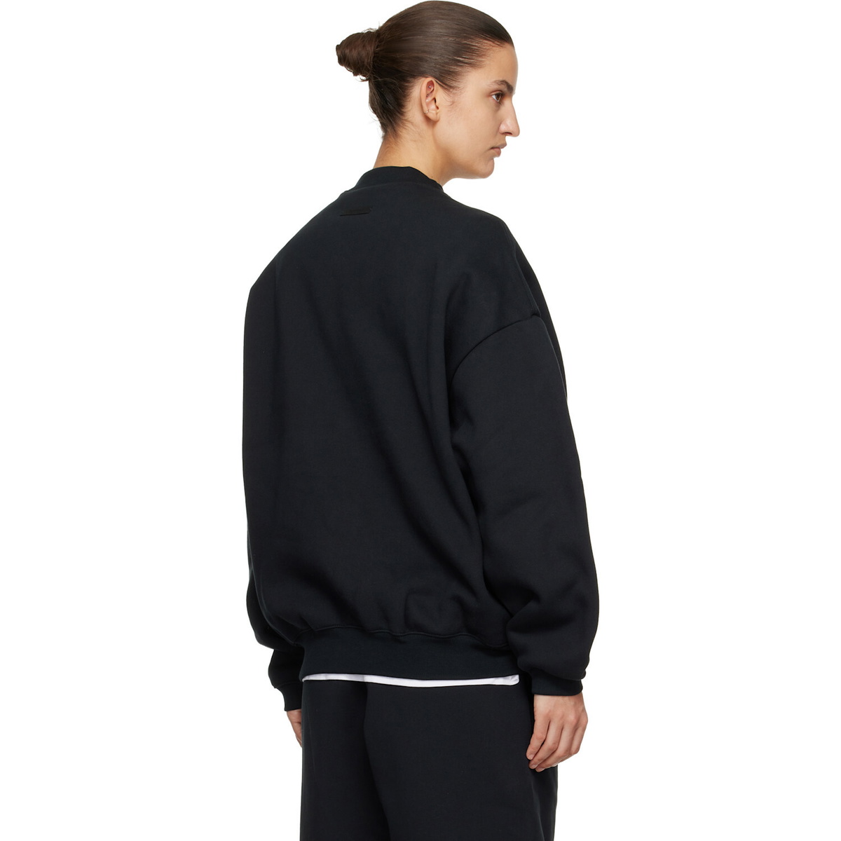 Fear of God ESSENTIALS Black Varsity Crewneck Sweatshirt