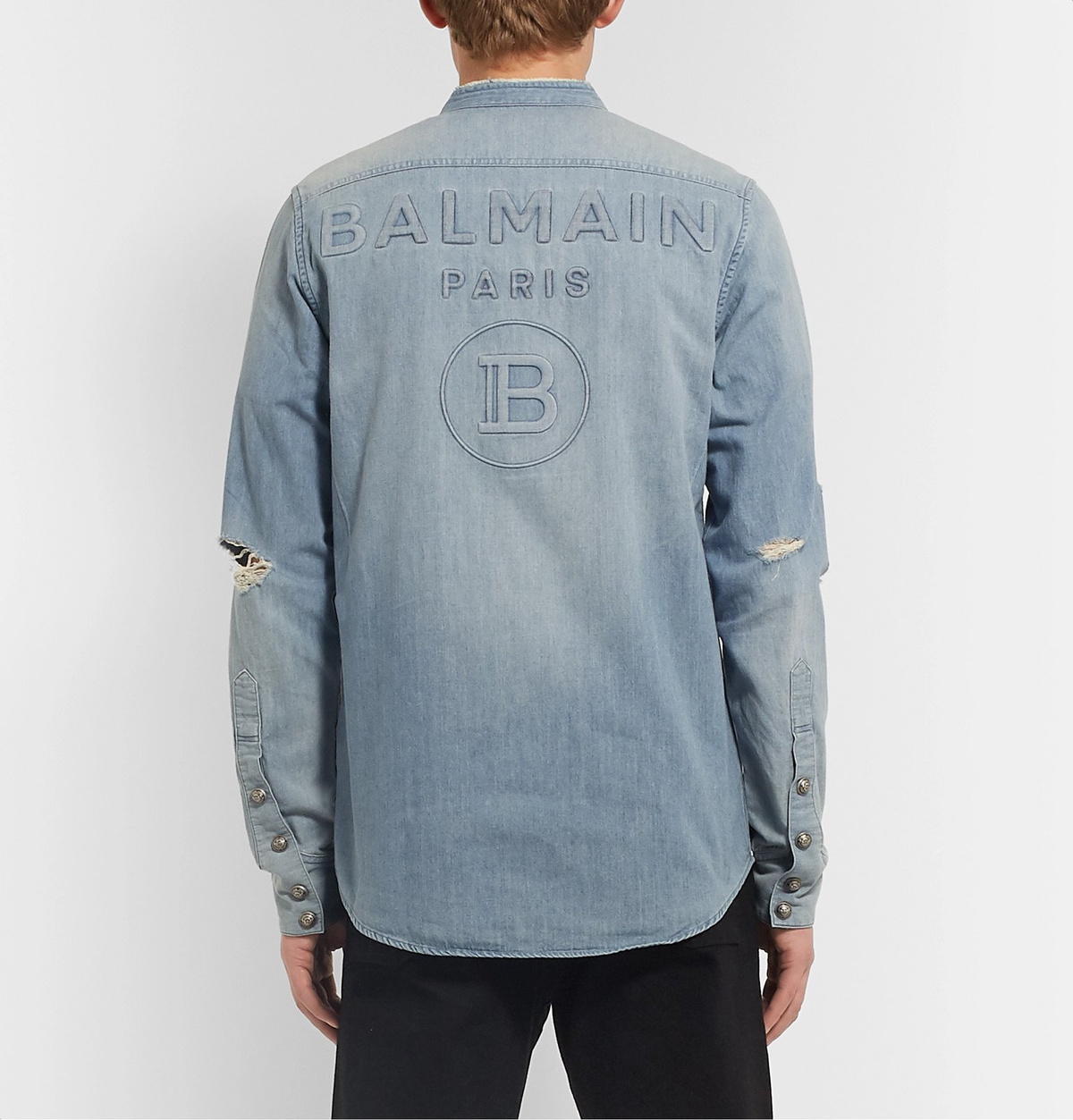 Balmain - Monogrammed Jacquard Denim Shirt