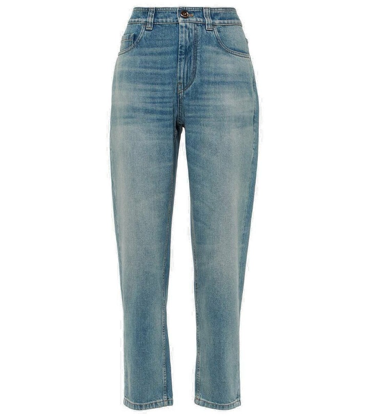 Photo: Brunello Cucinelli Mid-rise faded tapered jeans