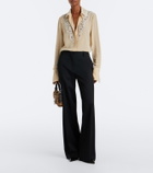 Fendi Lace-trimmed silk georgette shirt