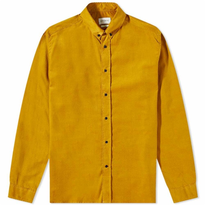 Photo: Oliver Spencer Men's Cord Brook Button Down Shirt in Yellow
