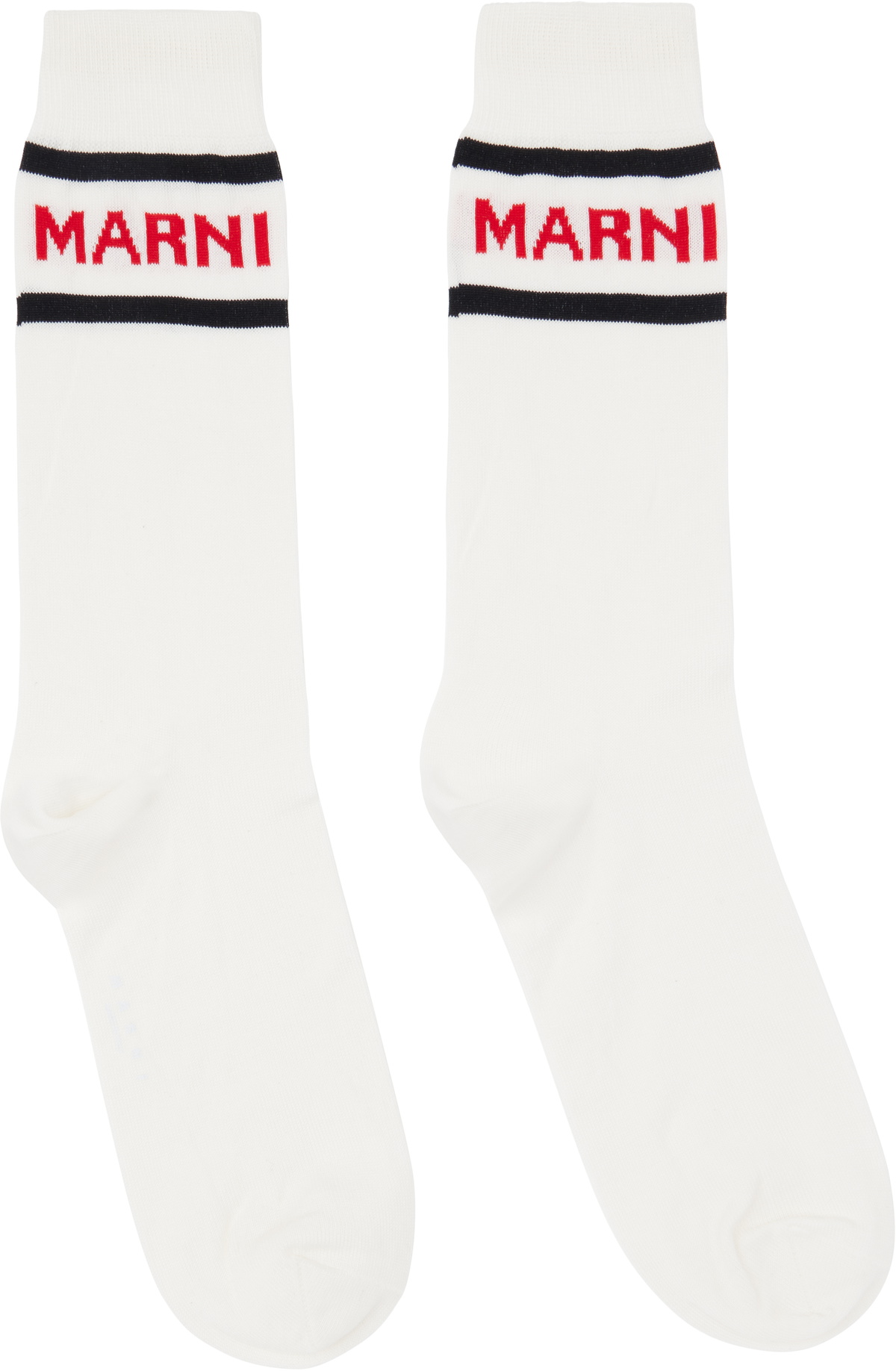 Marni White Logo Cuffs Socks