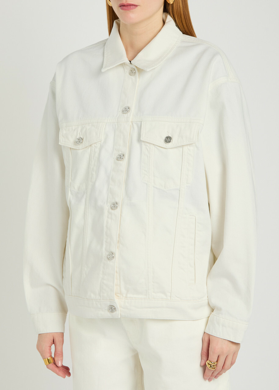 Anine Bing Rory Panelled Denim Jacket Ecru