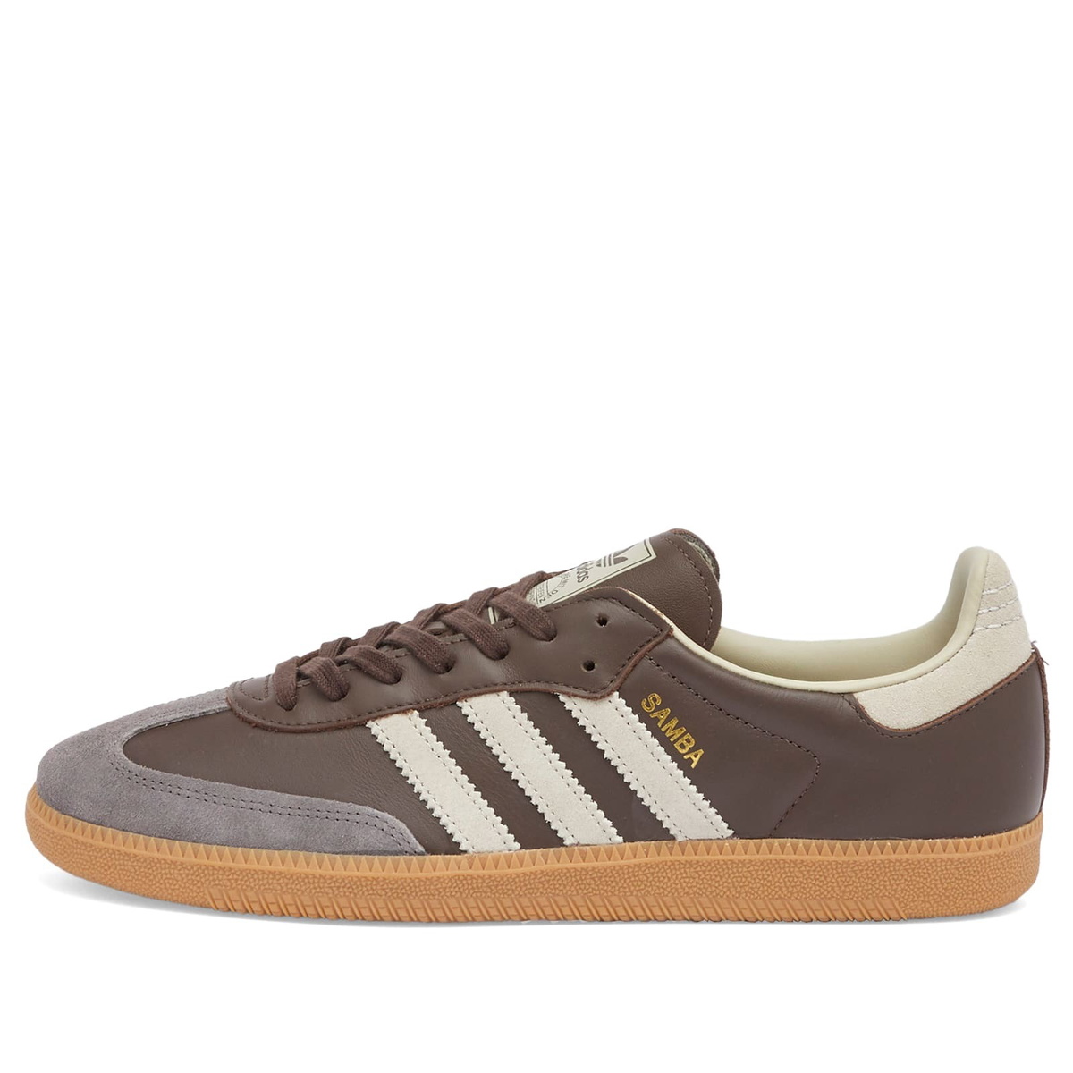 Adidas Men's Samba OG in Brown/Putty Grey/Gold Met.