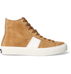 TOM FORD - Cambridge Leather-Trimmed Suede High-Top Sneakers - Men - Tan