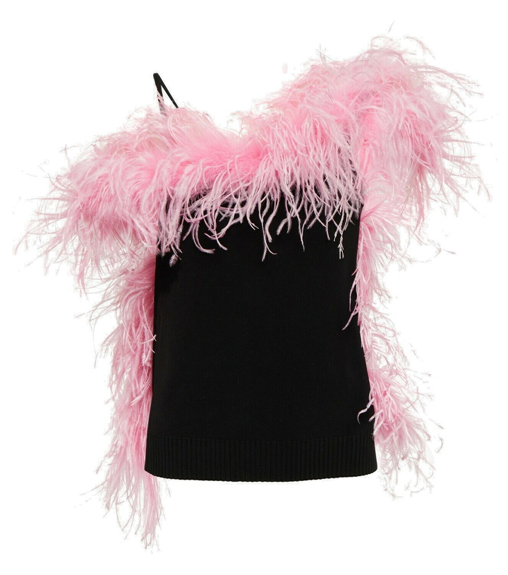 Photo: The Attico - Feather-trimmed knitted top