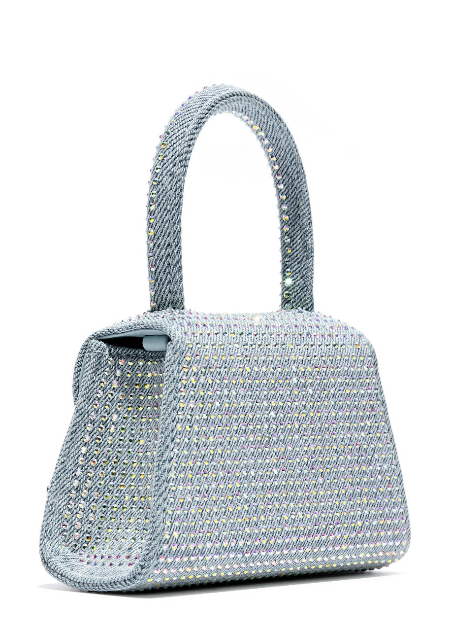Self-portrait Micro Crystal-embellished Denim top Handle bag