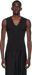 132 5. ISSEY MIYAKE Black Flat Rib Knit Tank Top