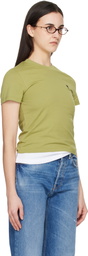 AMI Paris Green Cotton Ami de Coeur Cropped T-shirt