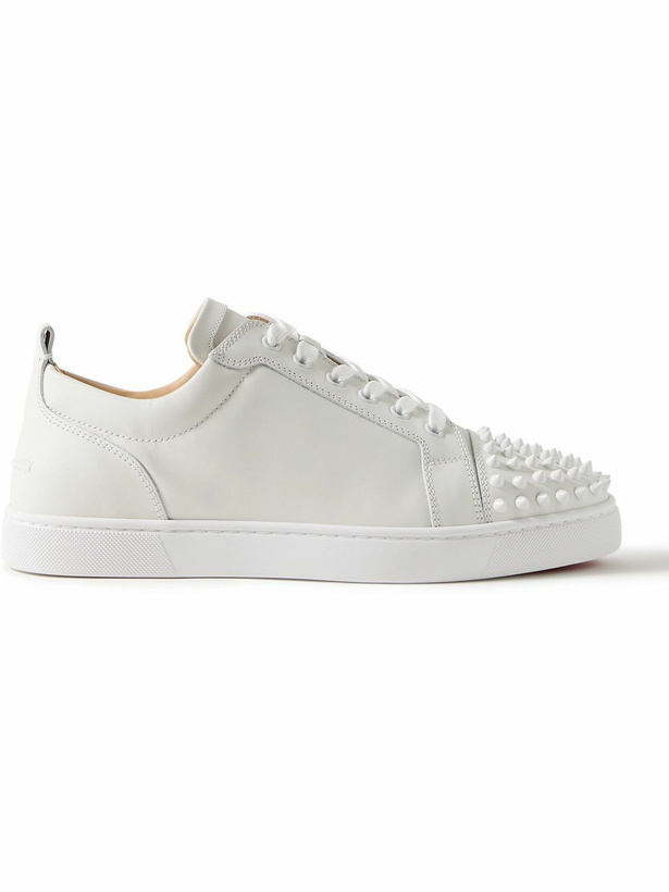 Photo: Christian Louboutin - Louis Junior Spikes Cap-Toe Leather Sneakers - White