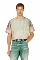 Diesel T-shirt in cracked leather-effect jersey - T-Shirts Mens in Multicolor