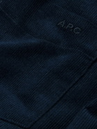 A.P.C. - Serge Button-Down Collar Logo-Embroidered Cotton-Corduroy Shirt - Blue