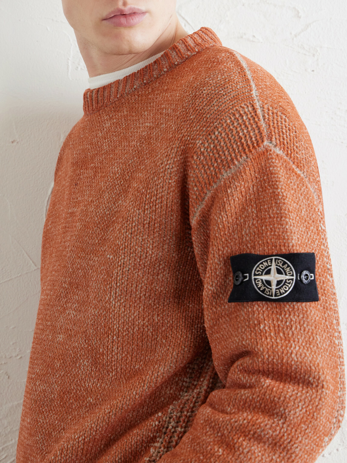 Stone Island - Cotton-Chenille Mock-Neck Sweater - Orange