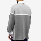 Thom Browne Men's 4 Bar Stripe Rugby Shirt in Tonal Grey