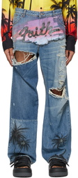 Faith Connexion Blue Painted Straight Jeans