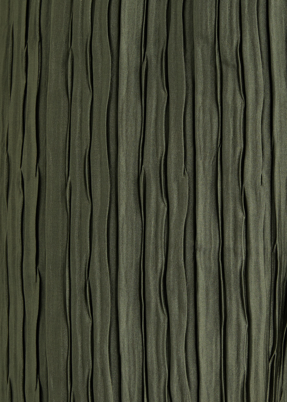 16 Arlington Mandrake Plissé Satin Trousers Khaki