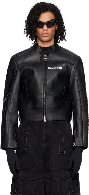 Photo: VETEMENTS Black Securite Motorcross Leather Jacket