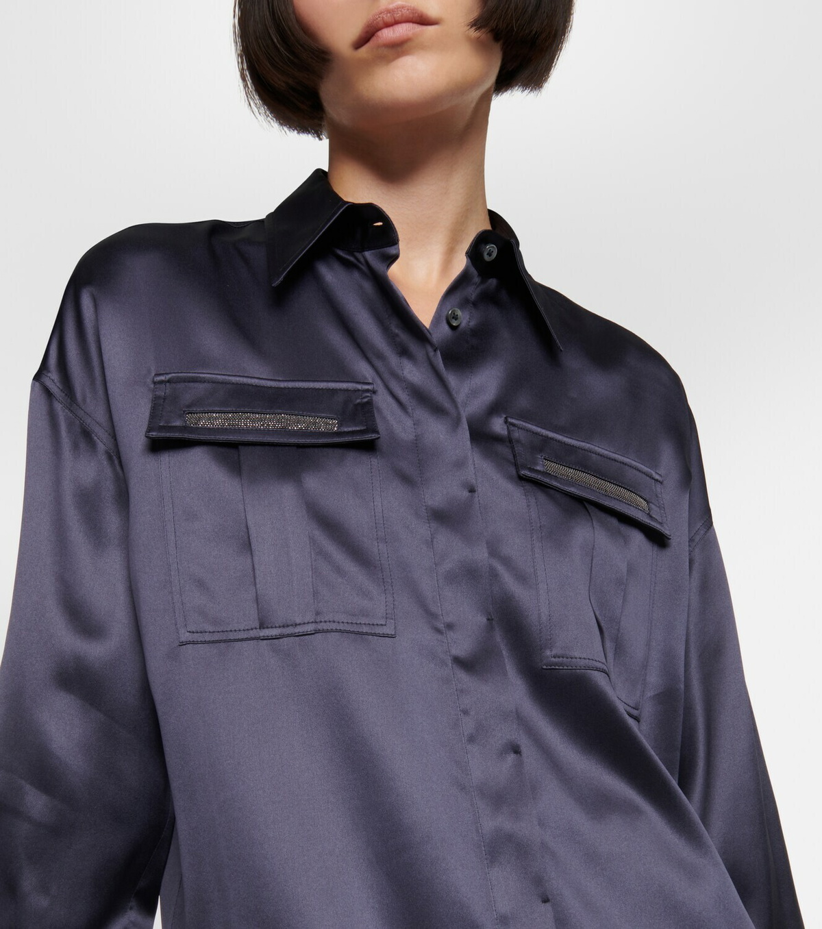 Brunello Cucinelli Embellished satin shirt