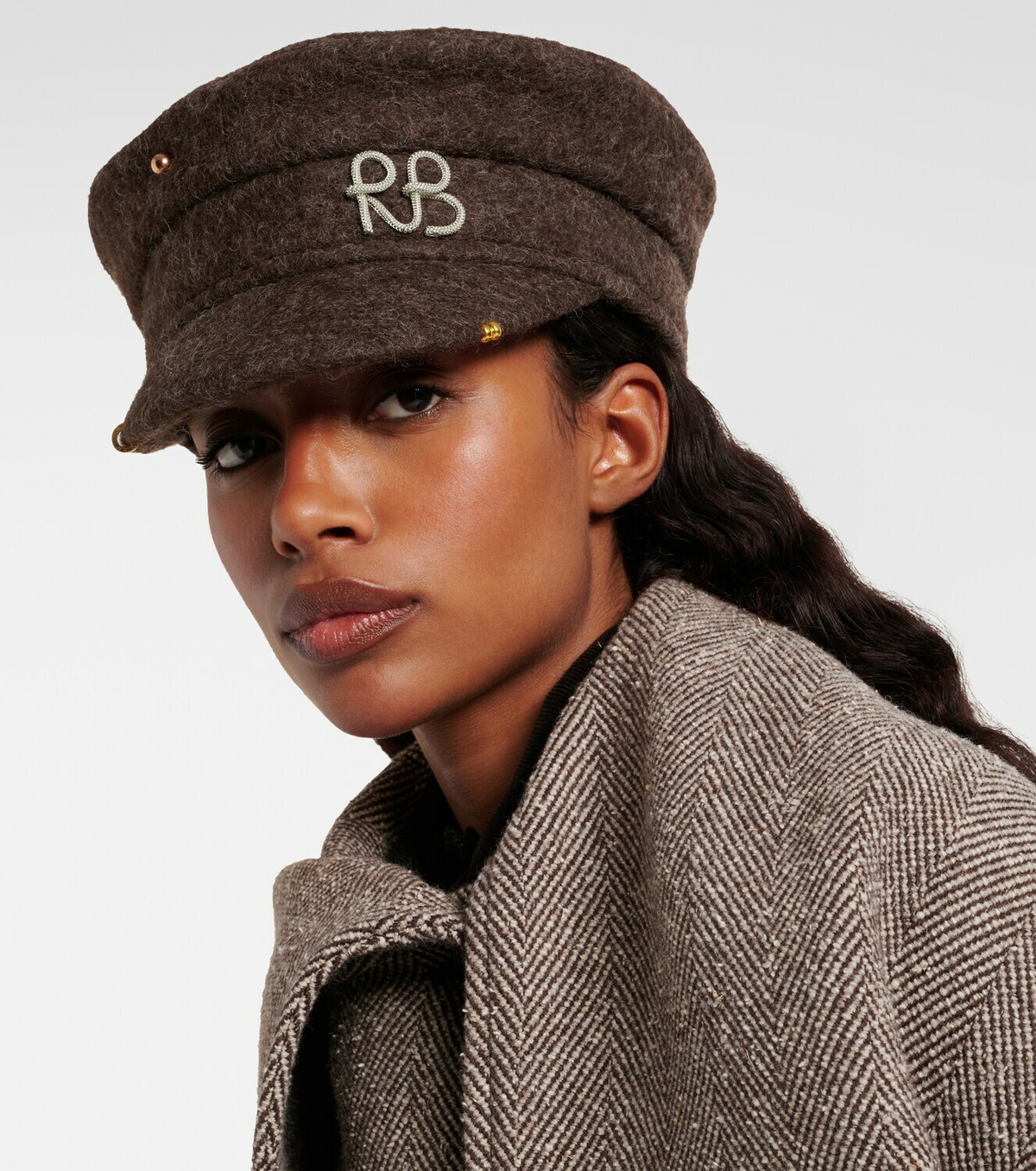 Ruslan Baginskiy Pierced wool-blend newsboy cap