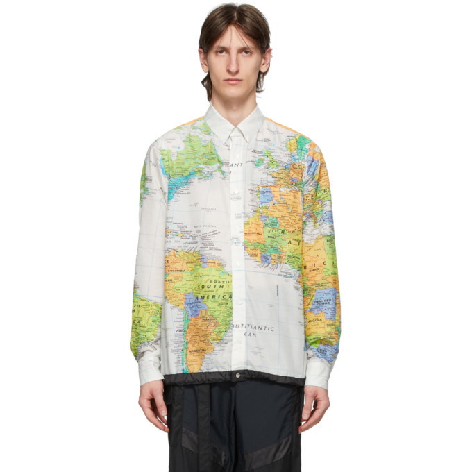 Photo: Sacai White and Multicolor World Map Shirt