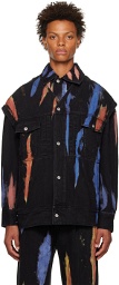 Feng Chen Wang Black Tie-Dyed Denim Jacket