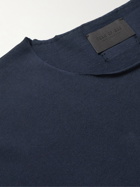 Fear of God - Distressed Logo-Appliquéd Cotton-Jersey T-shirt - Blue