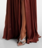 Costarellos Embellished ruched georgette gown