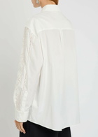 Weekend Max Mara Elmi Floral-embroidered Cotton-poplin Shirt White