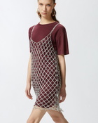 Pinko Short T Shirt Dress Combined With Sequin Dress Burgundy/Silver