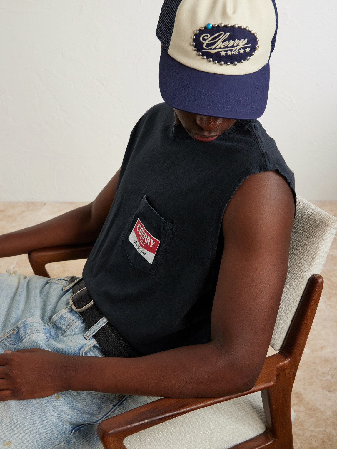 Cherry Los Angeles - Logo-Printed Distressed Cotton-Jersey Tank Top - Black