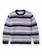 Camp High - Logo-Embroidered Striped Mohair Sweater - Purple