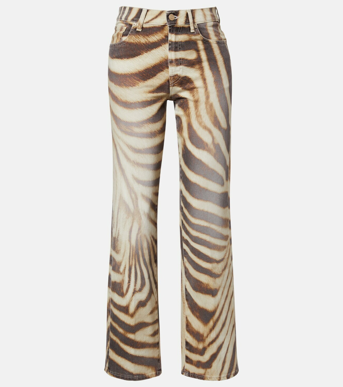 7 For All Mankind Stovepipe zebra-print straight jeans