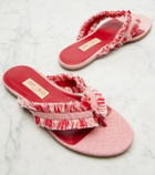 Jimmy Choo Bay fringed canvas thong sandals
