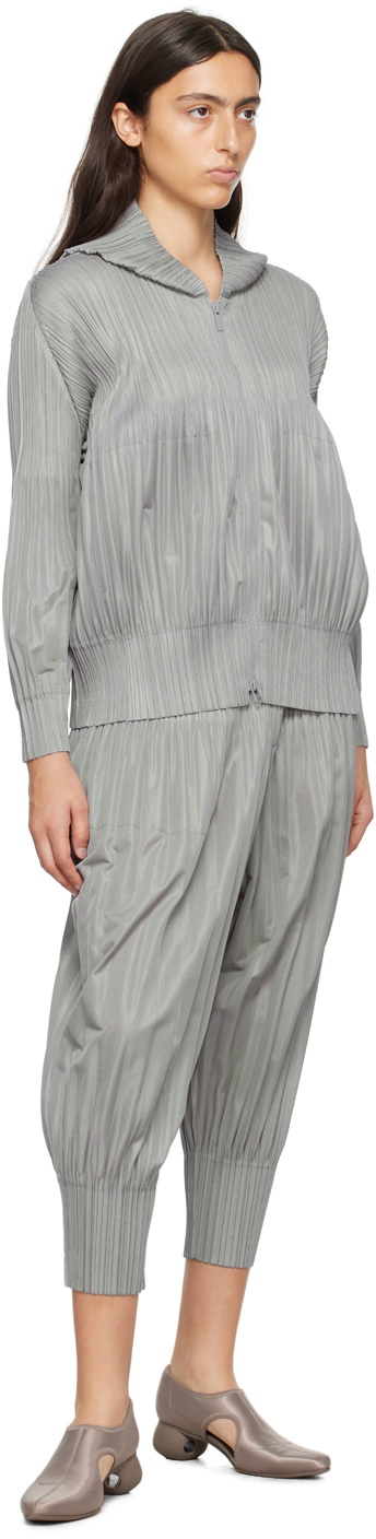 Pleats Please Issey Miyake Gray Fluffy Basics Trousers Pleats