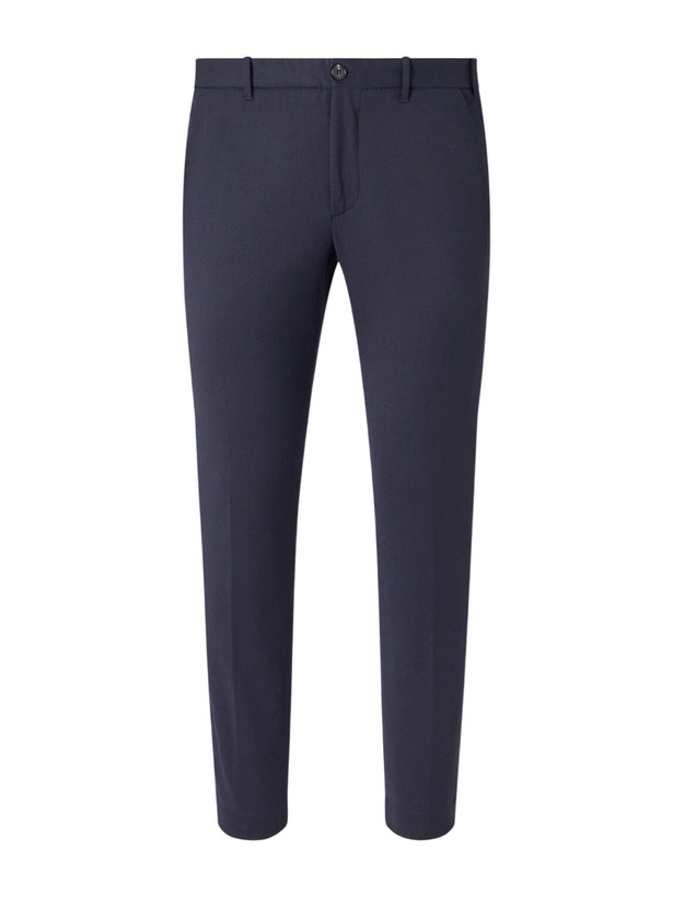 Photo: Slowear - Incotex Teknosartorial Tapered Drawstring Mélange Twill Trousers - Blue