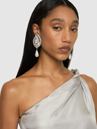 ALESSANDRA RICH Crystal Shell Faux Pearl Earrings