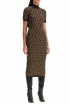 FENDI 'knit midi dress with ff Brown